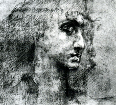 М. А. Врубель Голова ангела. Эскиз. 1887