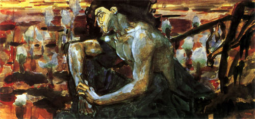 М. А. Врубель Демон сидящий. Эскиз. 1890