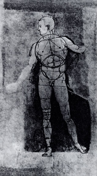 Построение фигуры (Адам). Рисунок пером. 1506
