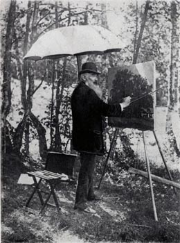 Шишкин за работой над картиной 'Мордвиновские  дубы'. 1891. Фото