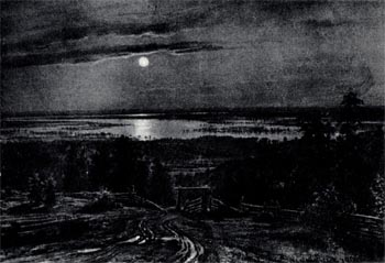 Разливы  рек, подобные морям.  Карандаш, уголь,  соус, белила.  1890. КМРИ