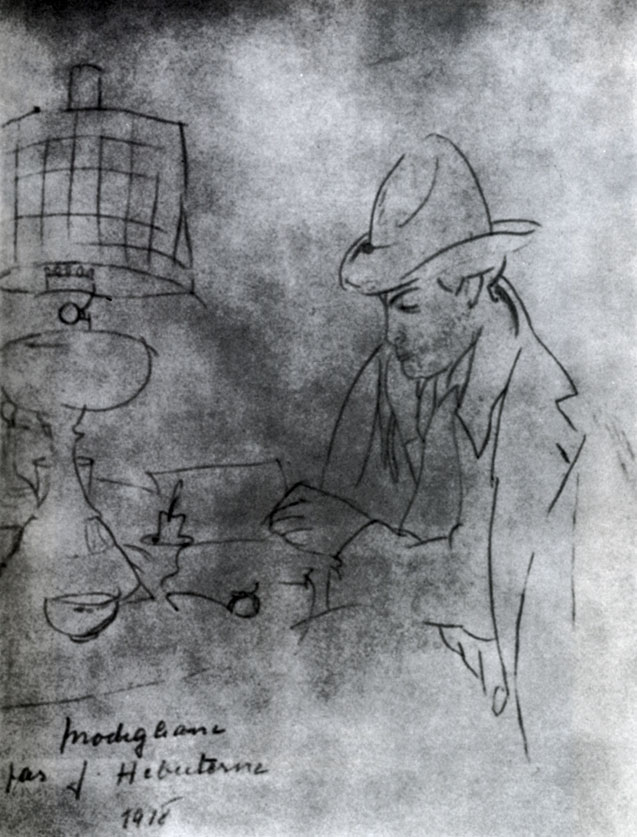 Жанна Эбютерн. Портрет Модильяни. 1918 г. Рисунок