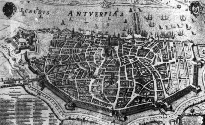 1. План Антверпена. Гравюра из книги 'Торжественный въезд принца Фердинанда'. 1641