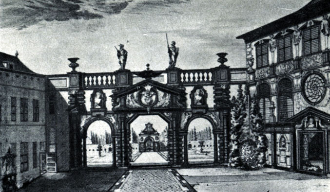 18. Я. Харревейн. Двор дома Рубенса в Антверпене. 1684. Гравюра