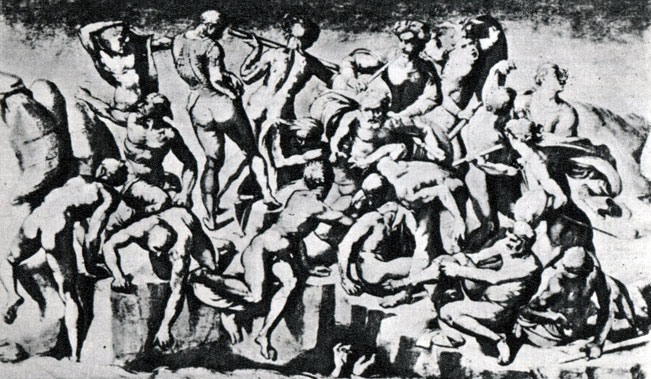 Битва при Кашина. 1504-1505. Копия Бастиано да Сангало. Холкхэм Холл, коллекция лорда Лейчестерского